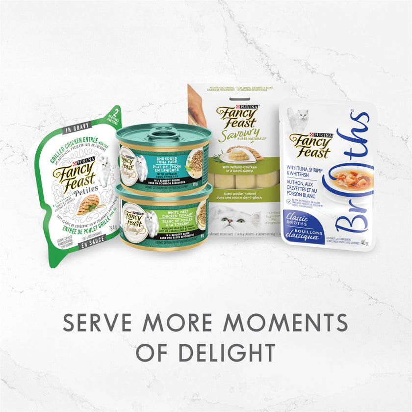 Fancy Feast Delights with Cheddar Wet Cat Food, Grilled Turkey & Cheddar Cheese Feast - 85 g Can (24 Pack) 🍁 All In One Marketplace Canada