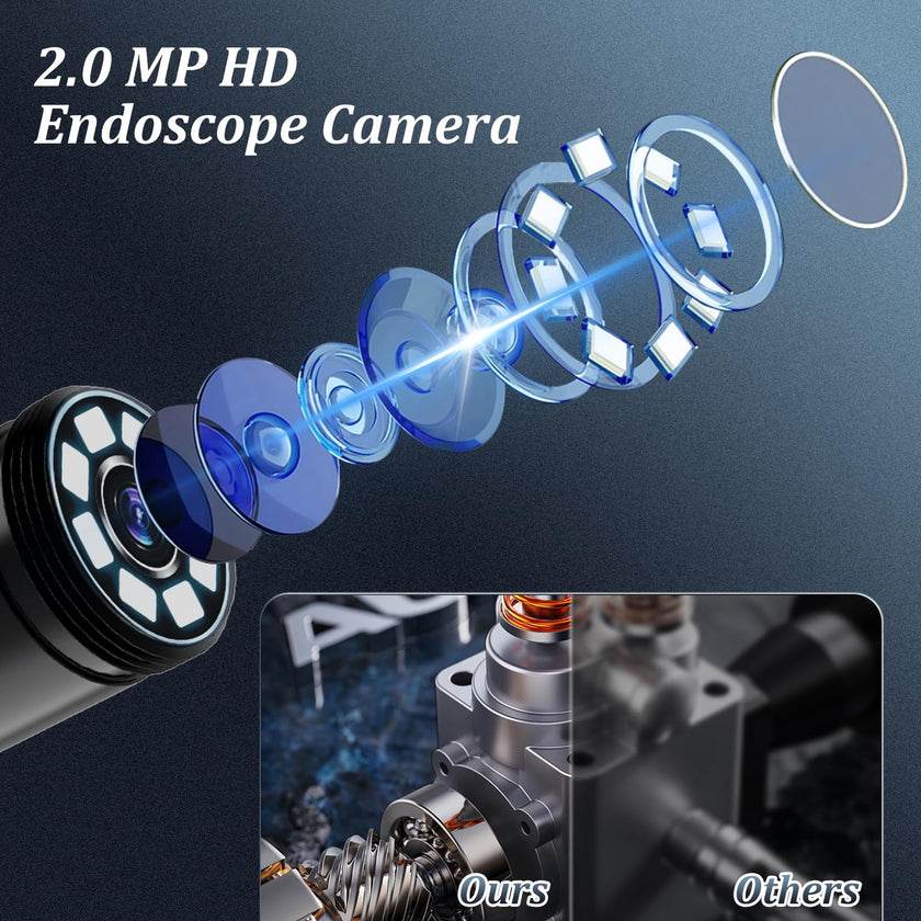 Endoscope Camera with Light, Ennovor 1920P HD, Endoscope Inspection with 8 Adjustable LED Lights, Borescope with Flexible Rigid Snake Camera, IP67 Waterproof and No WiFi Required, for Android iOS 🍁 All In One Marketplace Canada