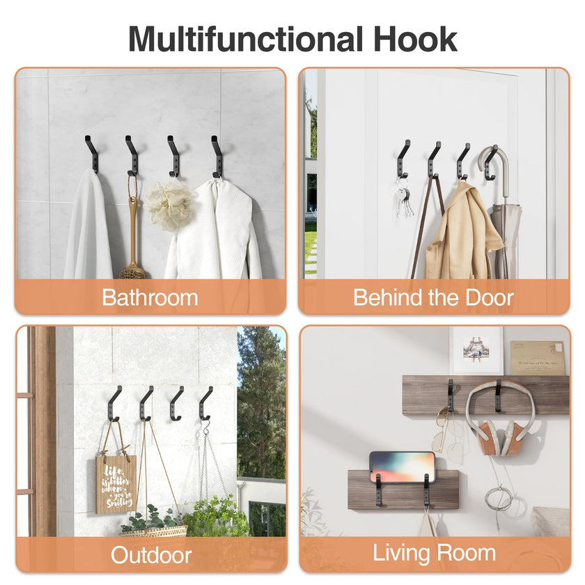 susswiff 10-Pack Coat Hook for Hanging, 10KG (Max), Stainless Wall Hooks for Towel, Hat, Backpack, Key, Clothes, Wall Mounted Coat Hanger for Closet, Black 10 CM 🍁 All In One Marketplace Canada