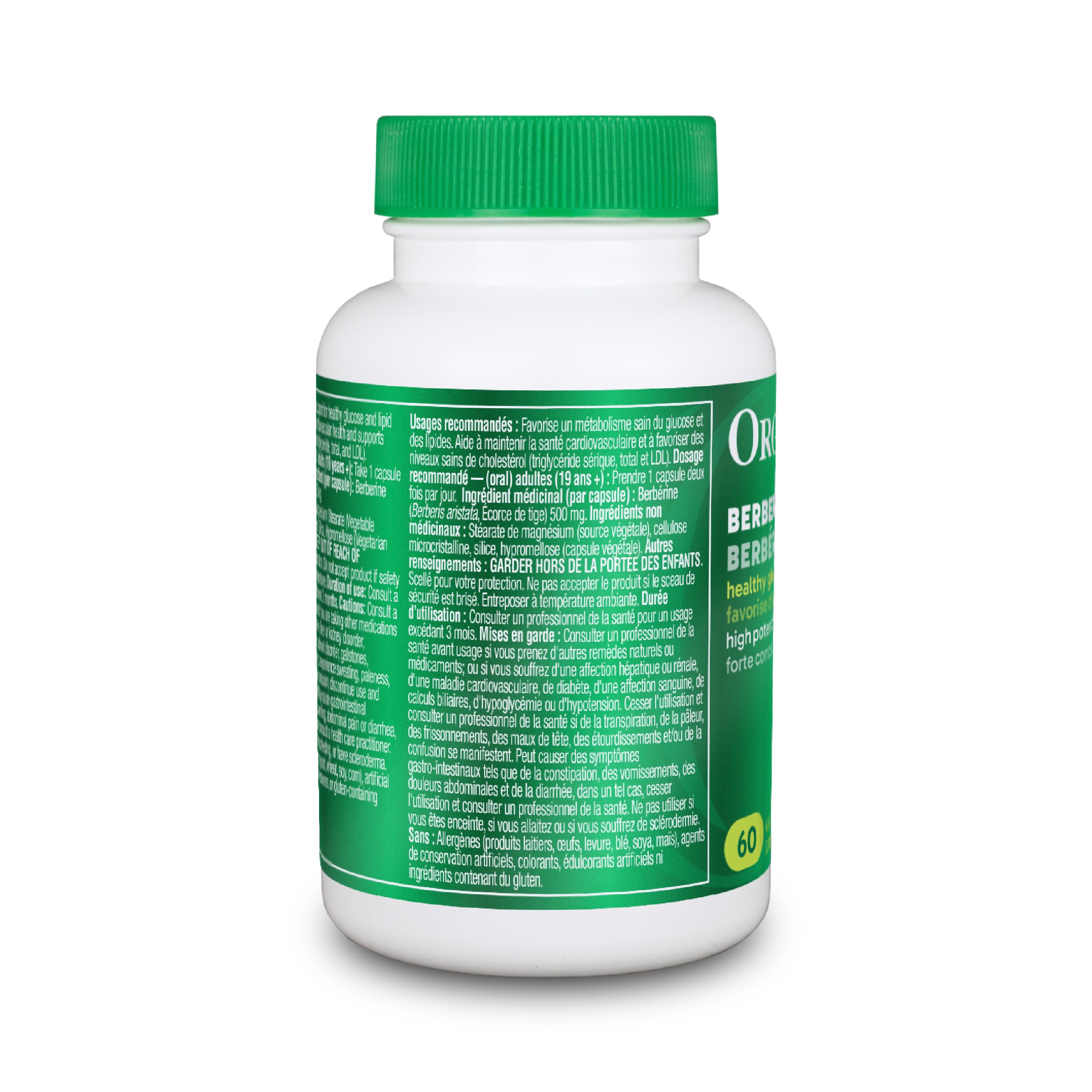 Organika Berberine - High Potency 1000mg per Day, Cholesterol and Glucose Metabolism Support, Helps Maintain Cardiovascular Health - 60vcaps 🍁 All In One Marketplace Canada