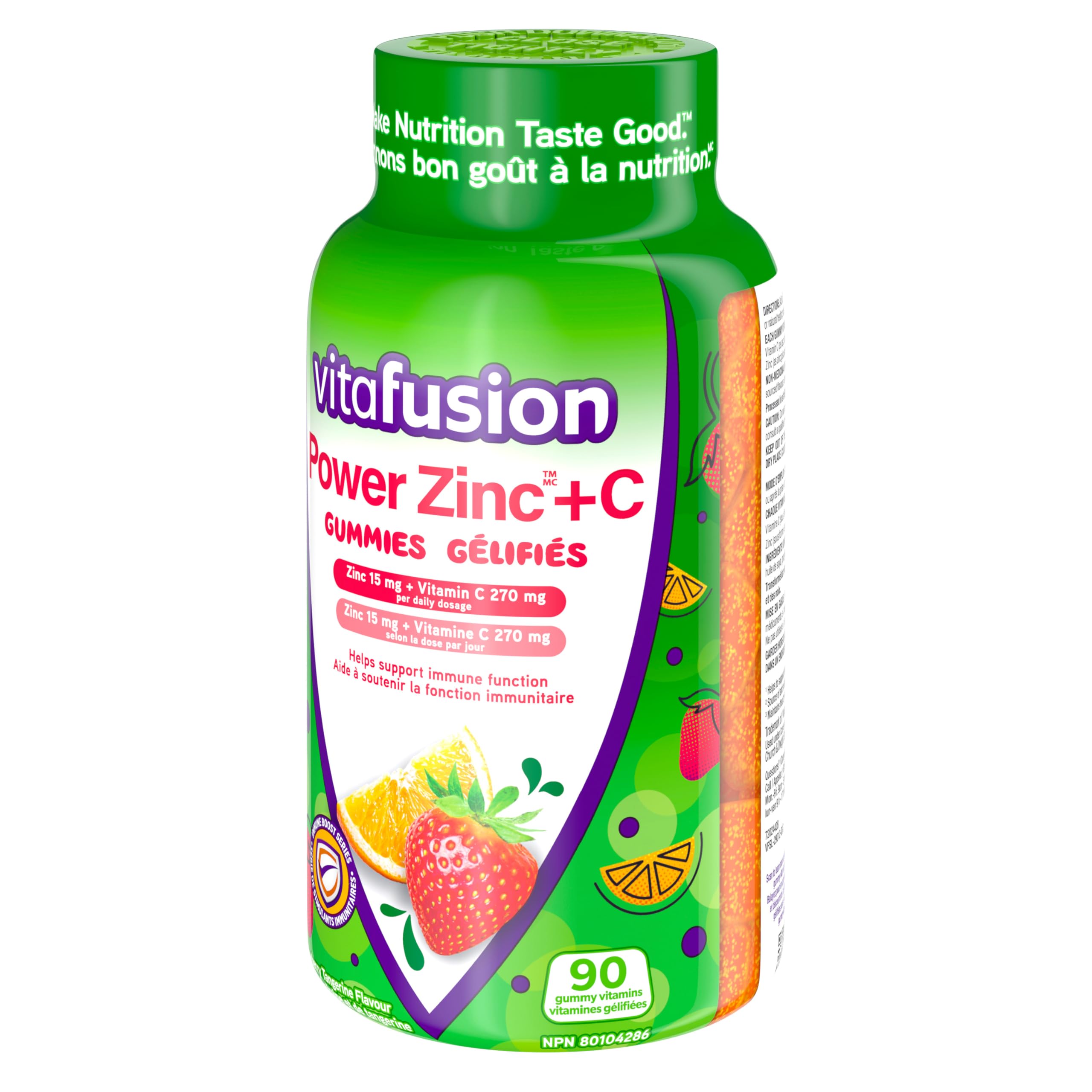 Vitafusion Power Zinc + C Gummy Vitamins - Helps Support Immune Function, Antioxidants, Healthy Hair, Skin, and Nails, One Month Supply - 90 Count 🍁 All In One Marketplace Canada