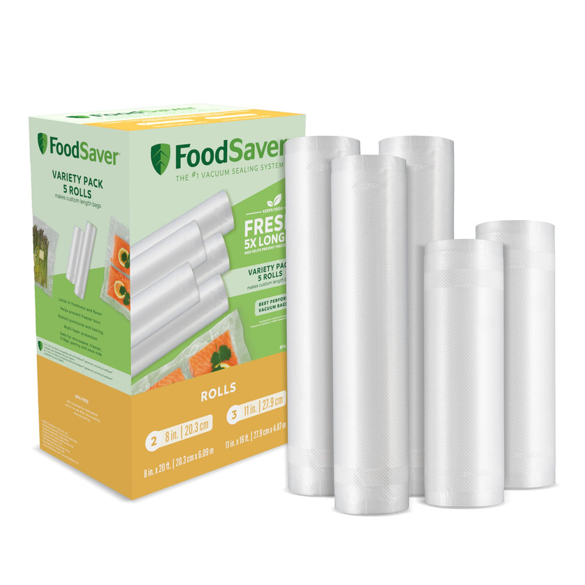 FoodSaver Vacuum Seal Rolls Variety Pack, Vacuum Sealer Rolls for Custom Length Airtight Food Storage Bags and Sous Vide, BPA-Free, 3 Rolls (11