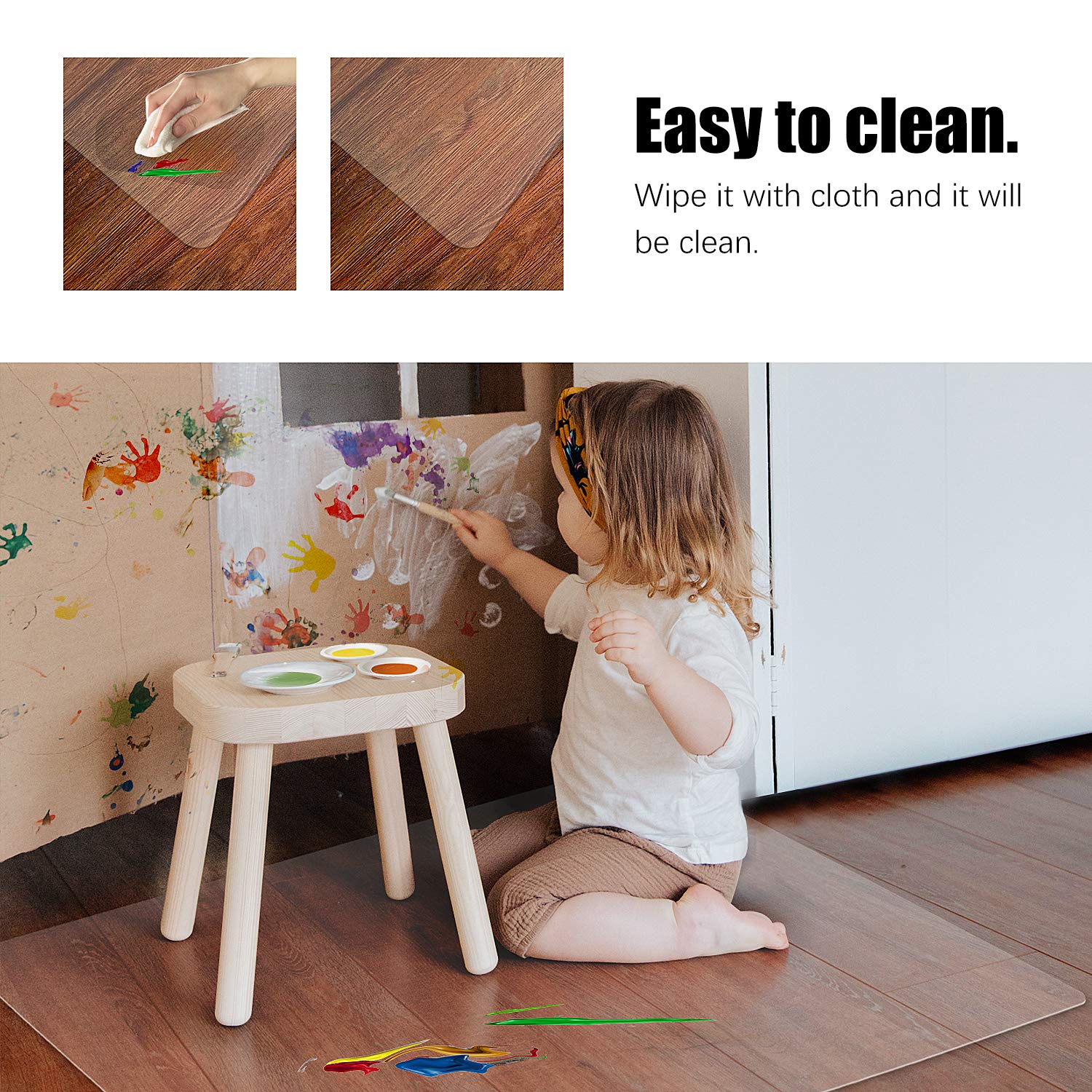 Kuyal Clear Chair mat for Hard Floors 36 x 48 inches Transparent Floor Mats Wood/Tile Protection Mat for Office & Home (36
