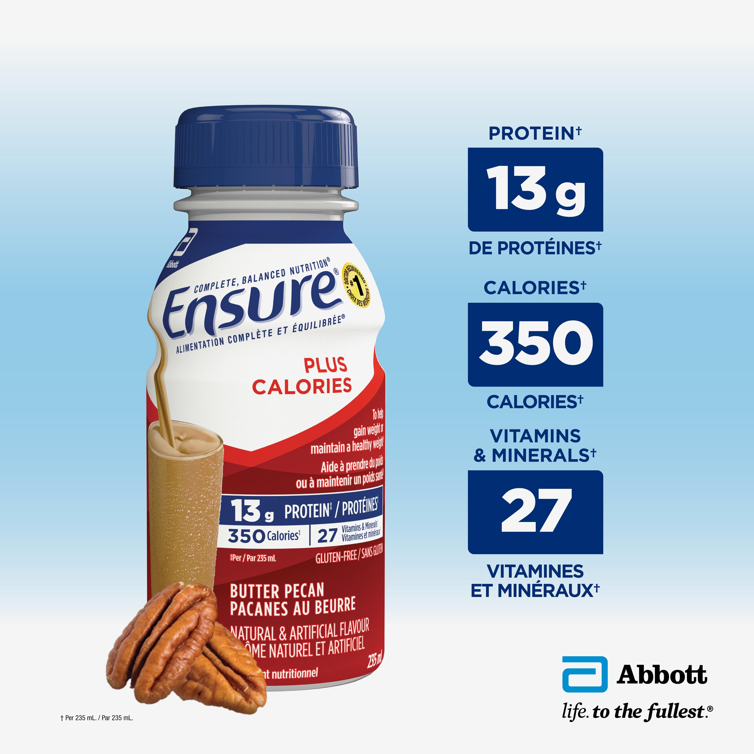Ensure Plus Calories, Nutritional Supplement Shake Value Pack, To Help With Healthy Weight Gain Or Maintenance, Butter Pecan, 24 x 235-mL Bottles 🍁 All In One Marketplace Canada