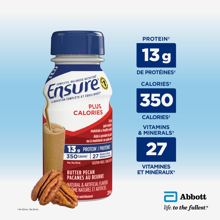Ensure Plus Calories, Nutritional Supplement Shake Value Pack, To Help With Healthy Weight Gain Or Maintenance, Butter Pecan, 24 x 235-mL Bottles 🍁 All In One Marketplace Canada