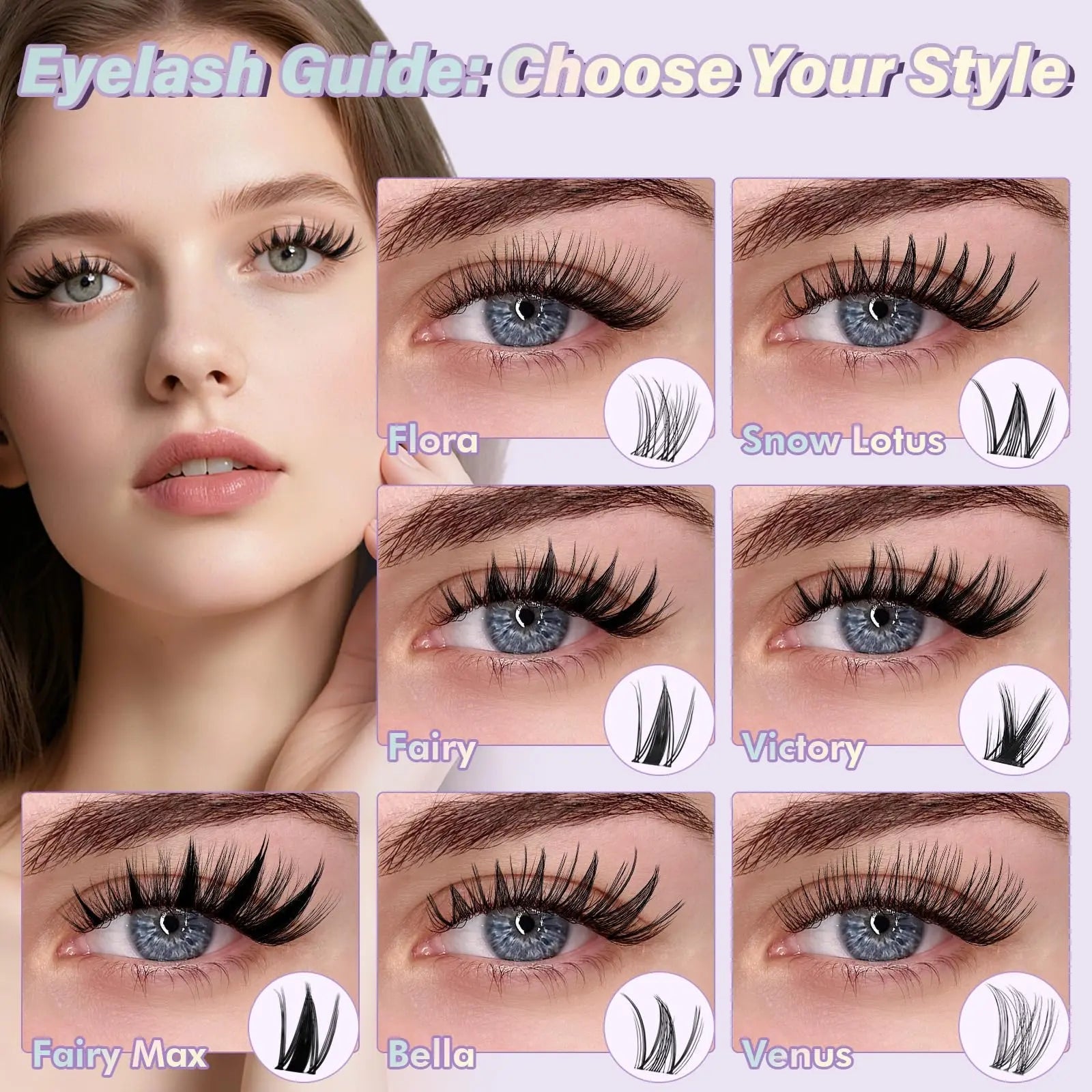 B&Q Fairy Lash Clusters Invisible Band 144PCS, Wispy Eyelash Clusters Manga False Eyelashes, C Curl Lash Cluster Natural Wet-Look Individual Lashes, Anime Cluster Eyelash Extensions with Spikes(Fairy) 🍁 All In One Marketplace Canada