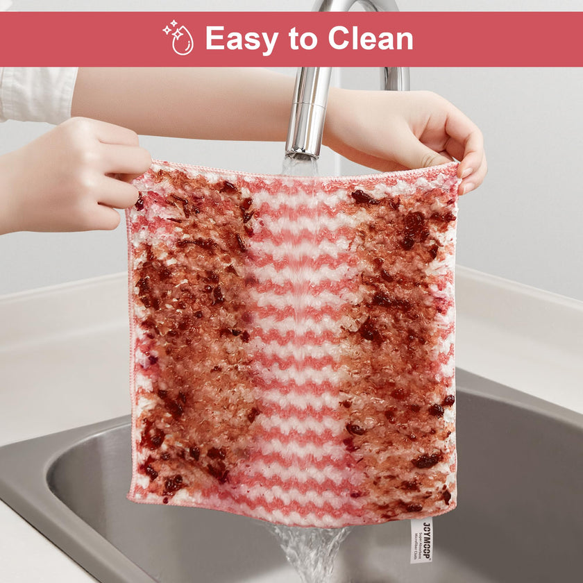 JOYMOOP Microfiber Cleaning Cloths, Dish Cloths for Washing Dishes, 18 Pack Kitchen Towels, Reusable and Washable Dish Towels for Dish Drying Washing, Absorbent Streak Free Lint Free Rags - 10