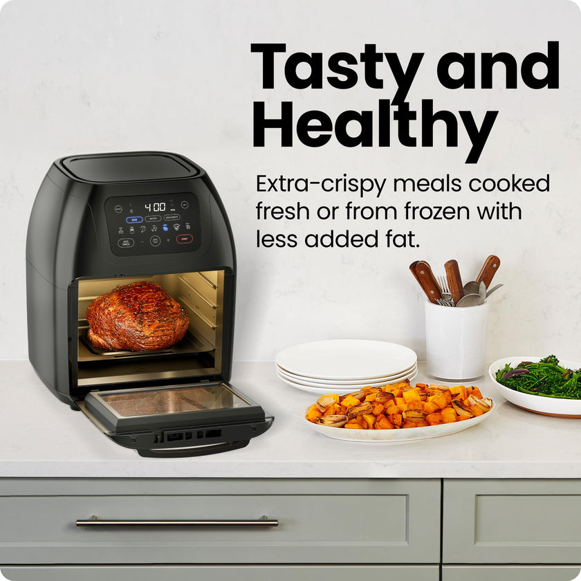 CHEFMAN Multifunctional Digital AirFryer+ Rotisserie,Dehydrator, Convection Oven17 Touch Screen Presets Fry,Roast,Dehydrate, Bake, XL 10L Family Size,Auto Shutoff,Large Easy-View Window Black,10 Quart 🍁 All In One Marketplace Canada