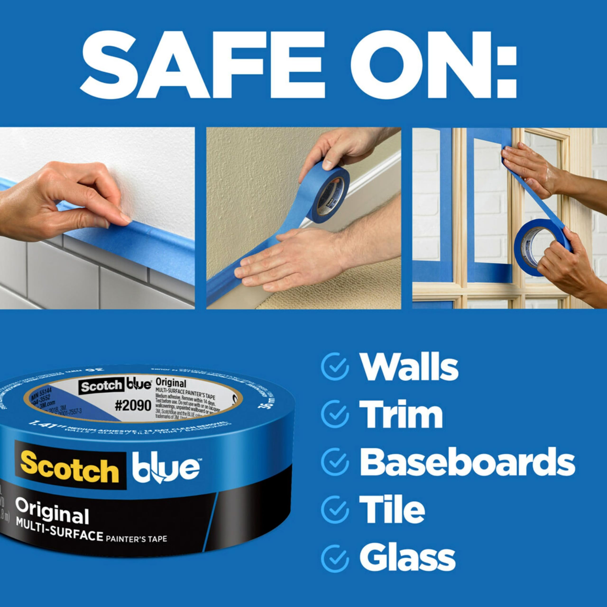 Scotch Painter’s Tape ScotchBlue Original Painter's Tape, Multi-Surface, 36 mm (4 Rolls) - 2090-1.41 Inch X 60 Yards, Blue (2090-36EP4) 🍁 All In One Marketplace Canada