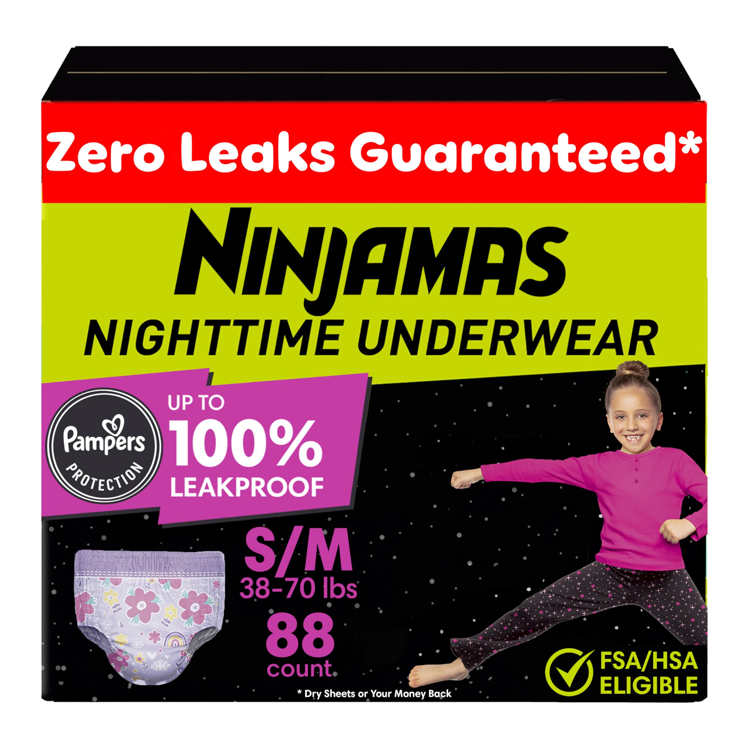 Pampers Ninjamas Nighttime Bedwetting Underwear Girl, Size 7, 88 Count, Disposable Nighttime Underwear 🍁 All In One Marketplace Canada