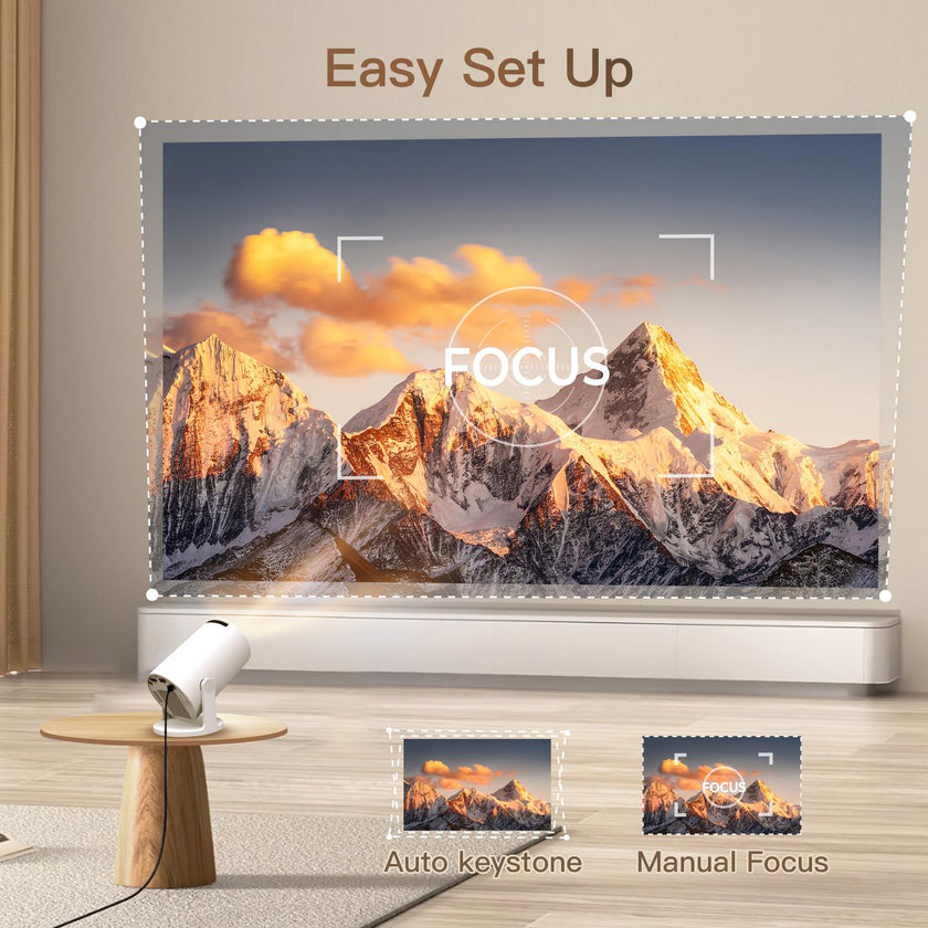 [Built-in Apps & 2026 Upgraded] WEMI Mini Portable Projector Mini Projecteur Portatif with WiFi 6 and Bluetooth 5.4 for Bedroom Smart Movie for iPhone Cell Phone Android OptiBarrel 500 🍁 All In One Marketplace Canada