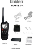 Uniden Atlantis 275 Handheld Two-Way VHF Marine Radio, Floating IPX8 Submersible Waterproof, Large Dual-Color Screen, 6-Watt, All USA/International/Canadian Marine Channels, NOAA Weather Alerts 🍁 All In One Marketplace Canada
