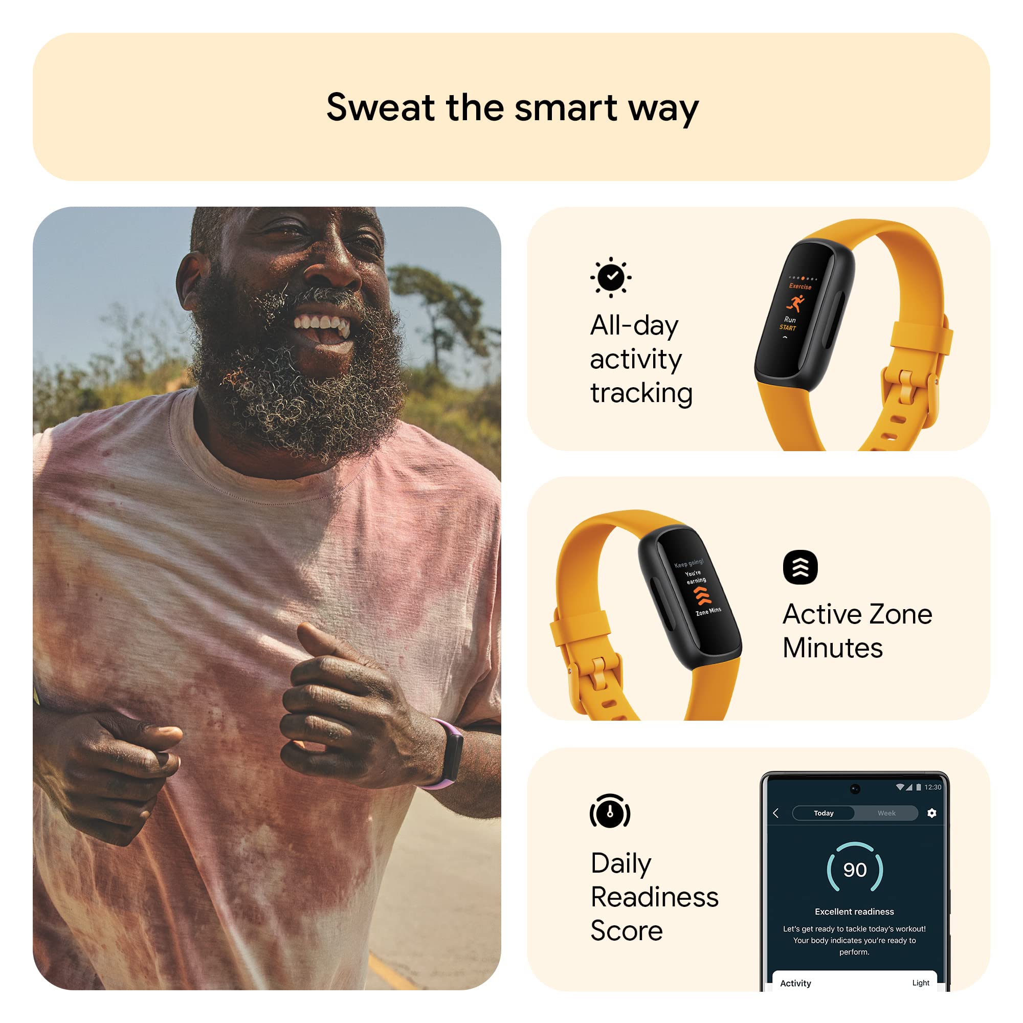 Google Fitbit Inspire 3 - Health and Fitness Tracker - Morning Glow / Black 🍁 All In One Marketplace Canada