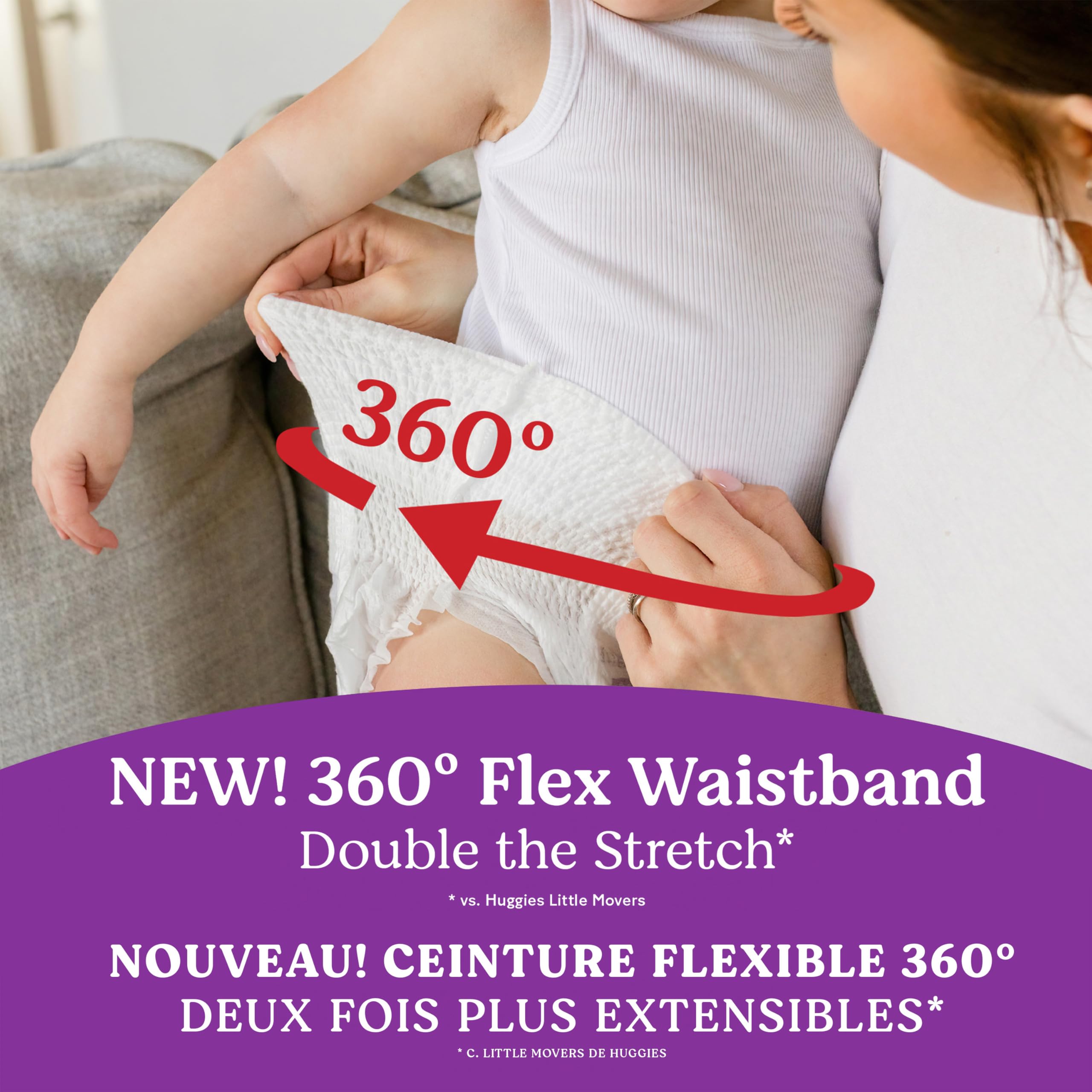 Huggies Size 6 Baby Diapers, Little Movers HuggFit 360° Baby Diapers with 360° Waistband, Size 6 (35+ lbs), 104 Count, Packaging May Vary 🍁 All In One Marketplace Canada