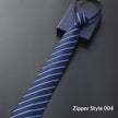 Mens Business Formal Zipper Tie With Blue Stripes