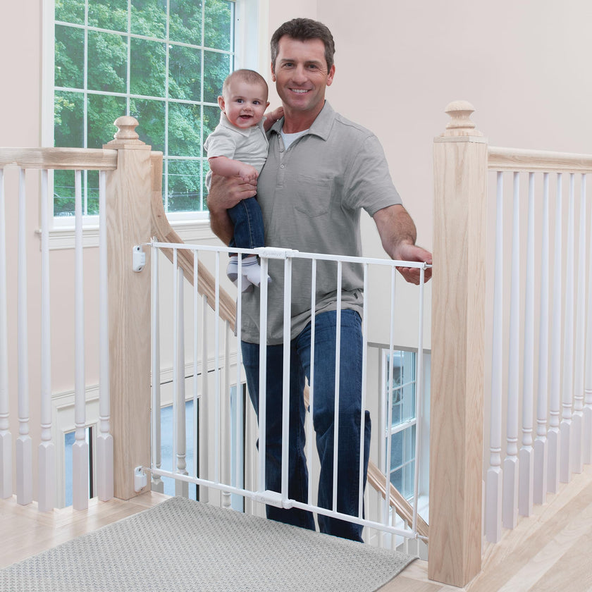 Safety 1st Top of Stairs Expanding Metal Gate, White, Adjustable Width 27