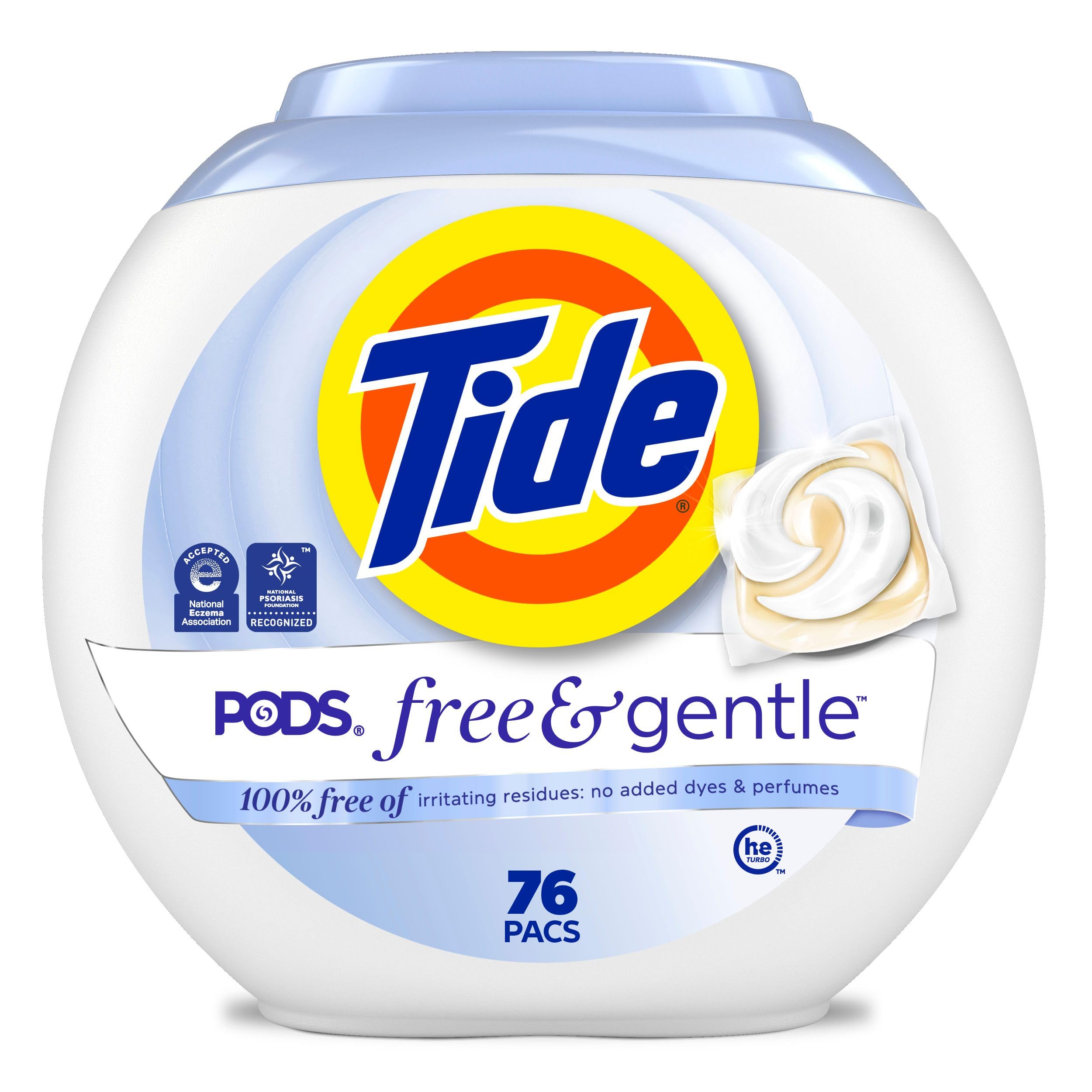 Tide PODS Free & Gentle Liquid Laundry Detergent Pacs, HE Compatible and Coldwater Clean, 76 Count 🍁 All In One Marketplace Canada