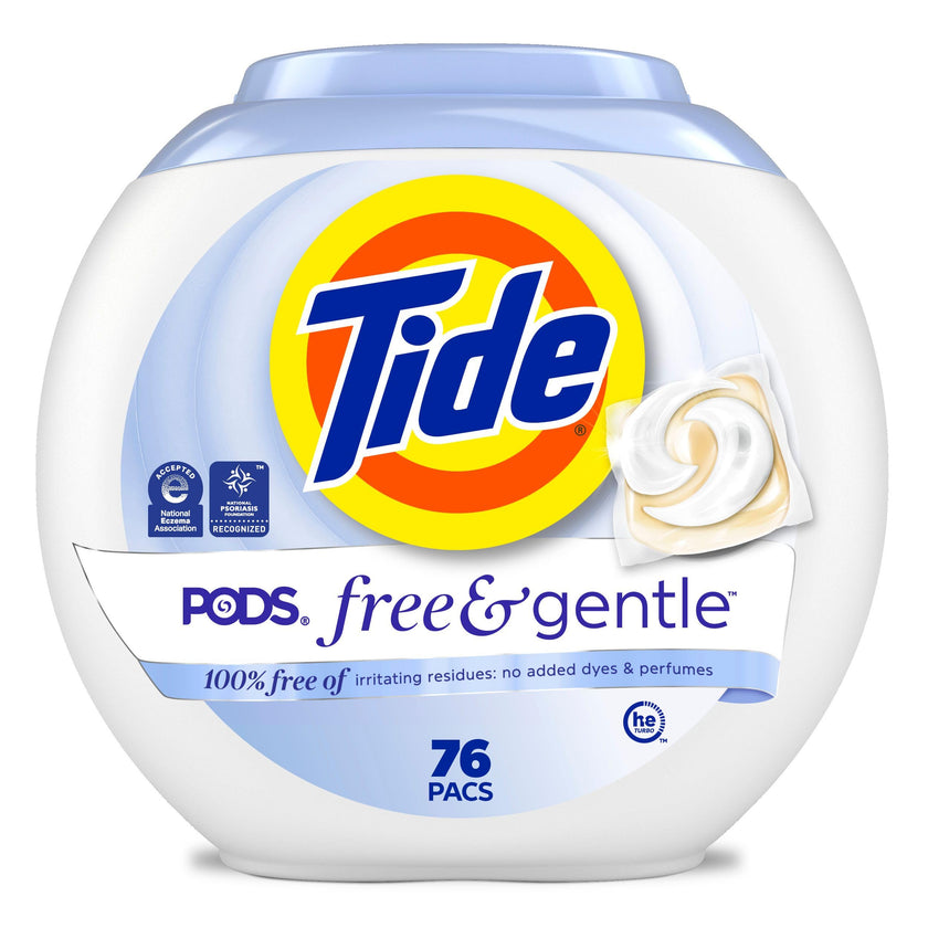 Tide PODS Free & Gentle Liquid Laundry Detergent Pacs, HE Compatible and Coldwater Clean, 76 Count 🍁 All In One Marketplace Canada