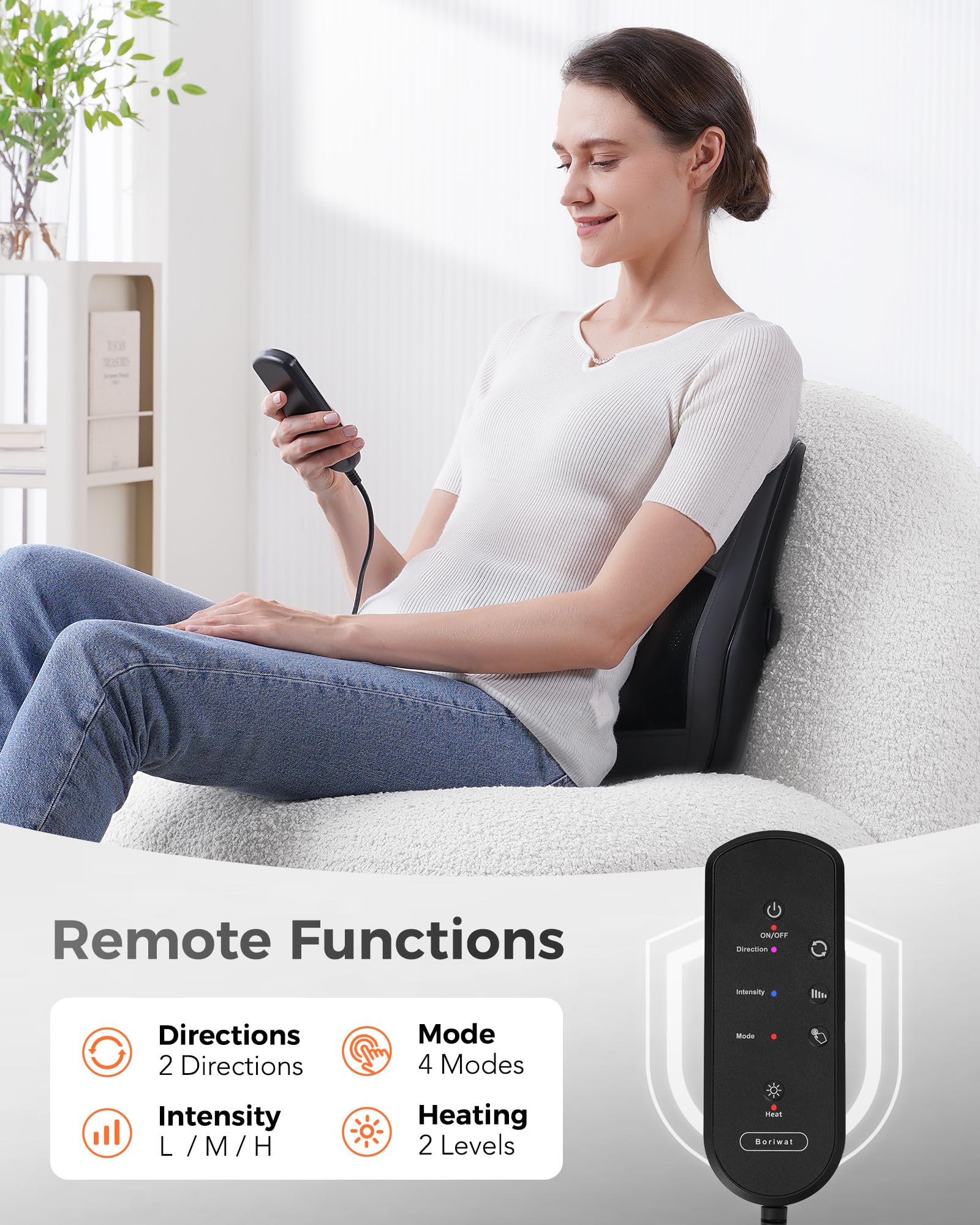 Boriwat Back Massager Neck Massager with Heat, Shiatsu Massage Pillow for Pain Relief, Massagers for Neck and Back, Shoulder, Leg, Gifts for Men Women Mom Dad, Stress Relax at Home Office and Car 🍁 All In One Marketplace Canada