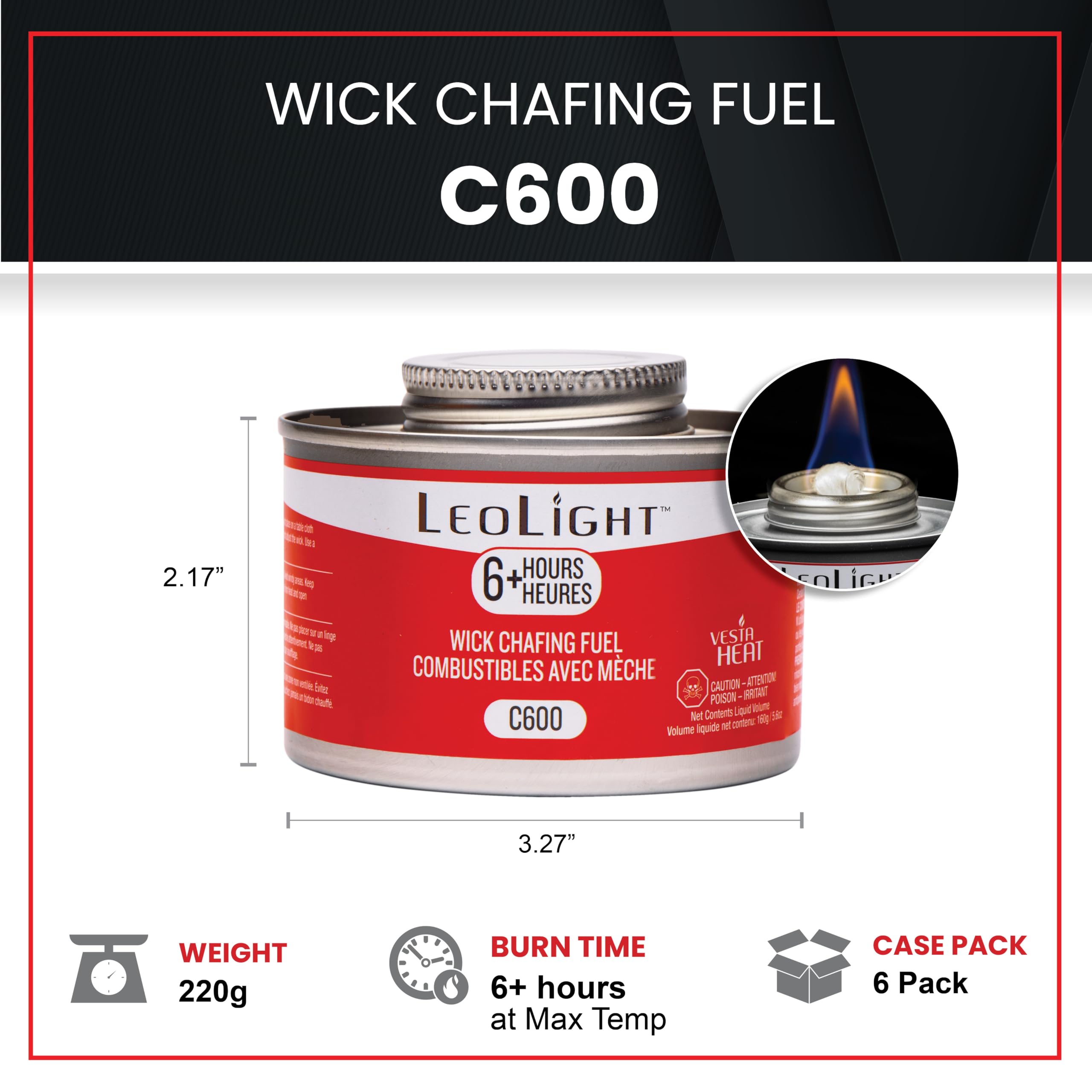 6 Pack Chafing Fuel 6 Hour Burn – Odorless, Smokeless & Spill-Proof Wick, 7.8oz Food Warmer Fuel for Chafing Dish Buffet Set & Catering Use, LeoLight 🍁 All In One Marketplace Canada