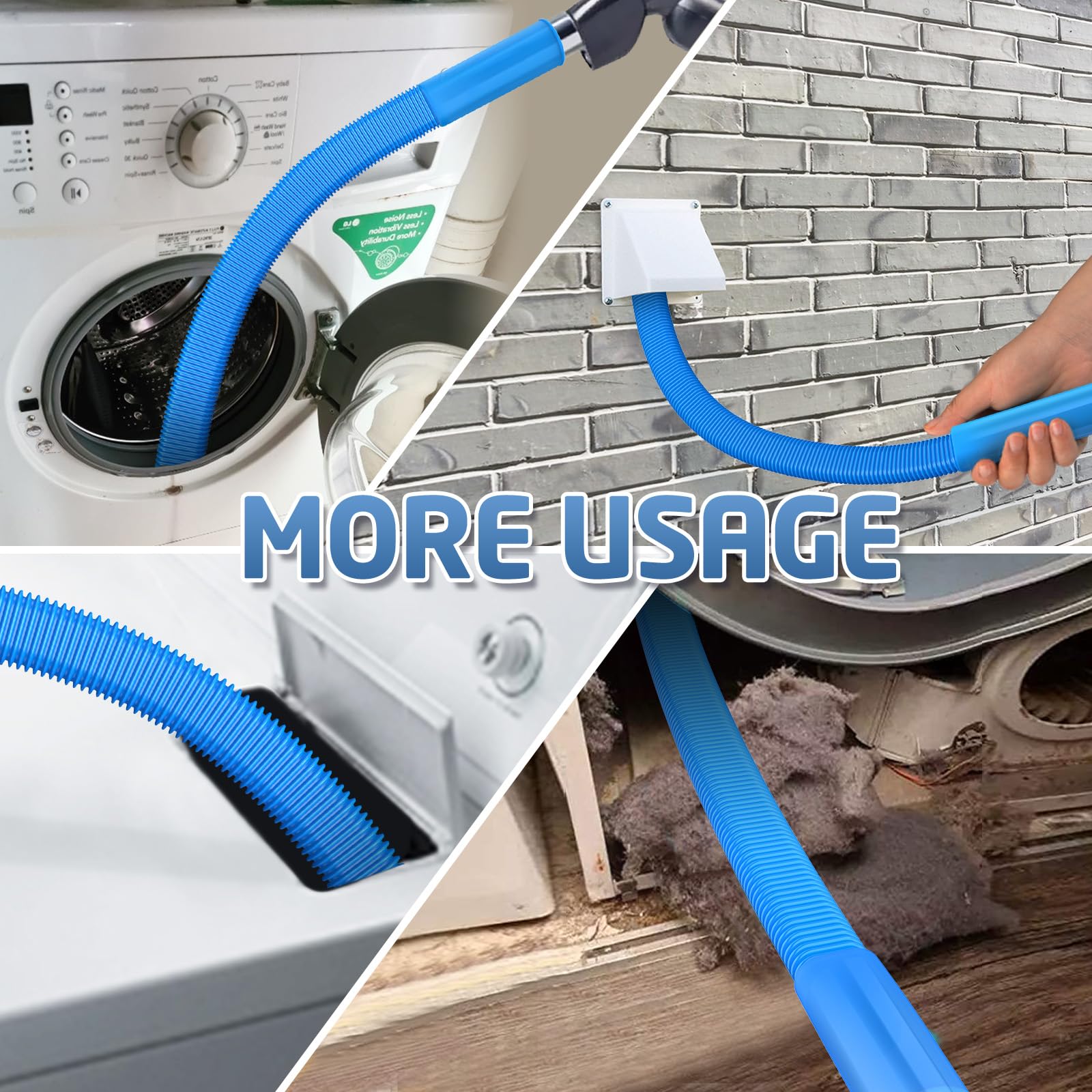 PetOde 2 Pieces Dryer Vent Cleaning Kit, Dryer Vent Cleaner Lint Vacuum Attachment Compatible with Most Vacuum Cleaner and Flexible Dryer Lint Brush, Stretch Universal Connector Lint Remover, Blue 🍁 All In One Marketplace Canada