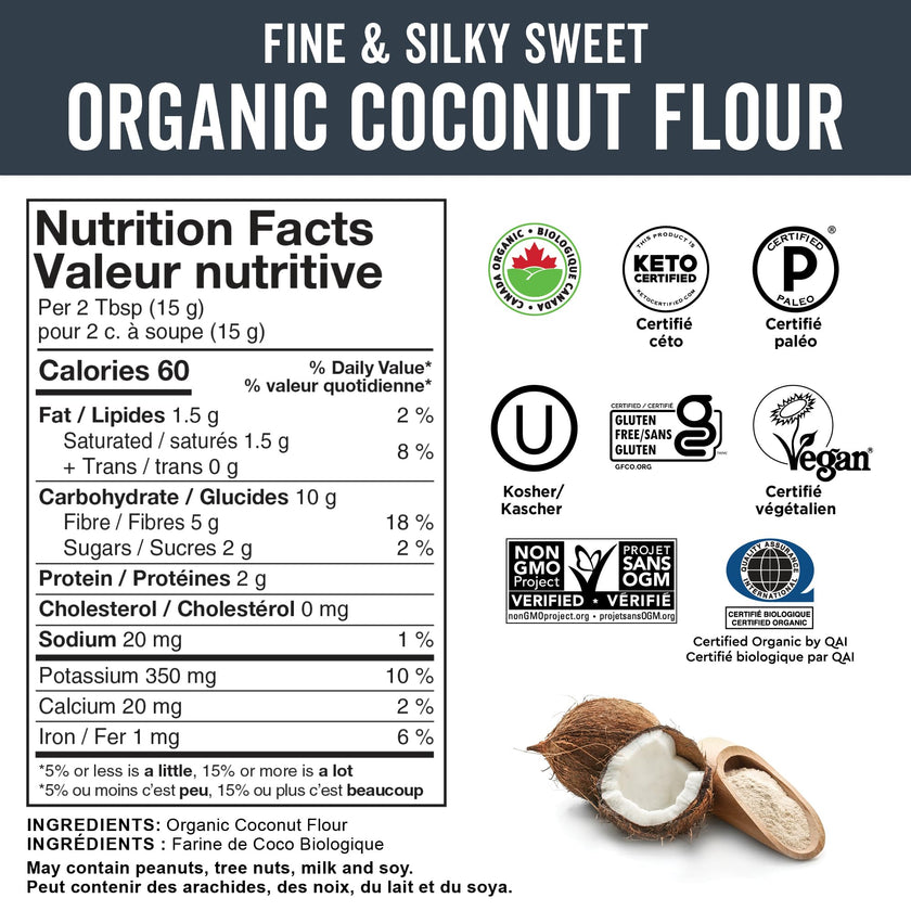 Viva Naturals Organic Coconut Flour, Gluten-Free, Unbleached & Unrefined, 4 LB 🍁 All In One Marketplace Canada