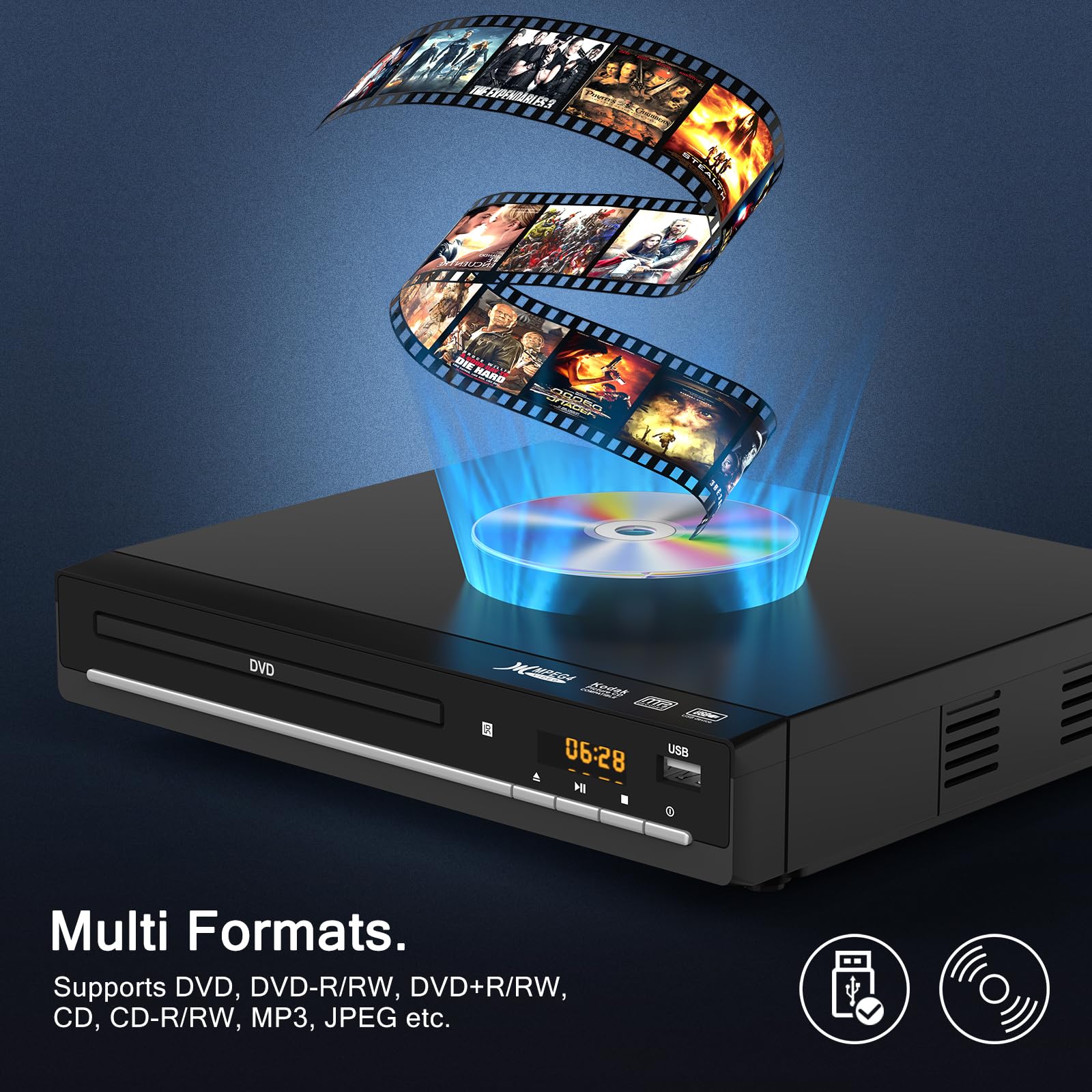 DVD Players for TV with HDMI,Plays All Regions and Formats,CD Player for Home,Support 1080P Video/CD/DVD/VCD/JPEG/USB, Remote, HDMI and RCA Cables Included 🍁 All In One Marketplace Canada