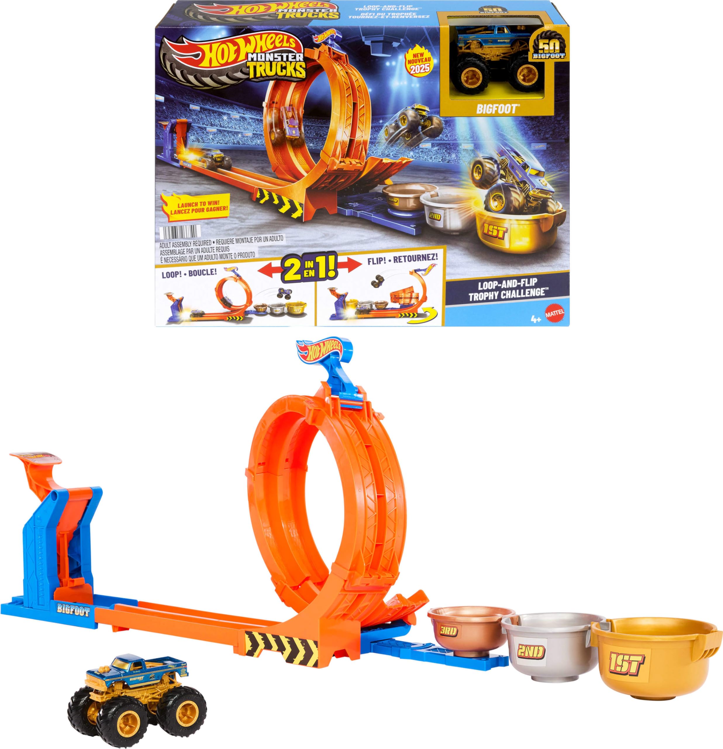 Hot Wheels Monster Trucks Loop-and-Flip Trophy Challenge Playset 🍁 All In One Marketplace Canada