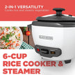 BLACK+DECKER 2-in-1 Rice Cooker & Food Steamer - 6-Cup Capacity, Automatic Keep Warm, Nonstick Bowl, Steaming Basket - Effortless Cooking 🍁 All In One Marketplace Canada