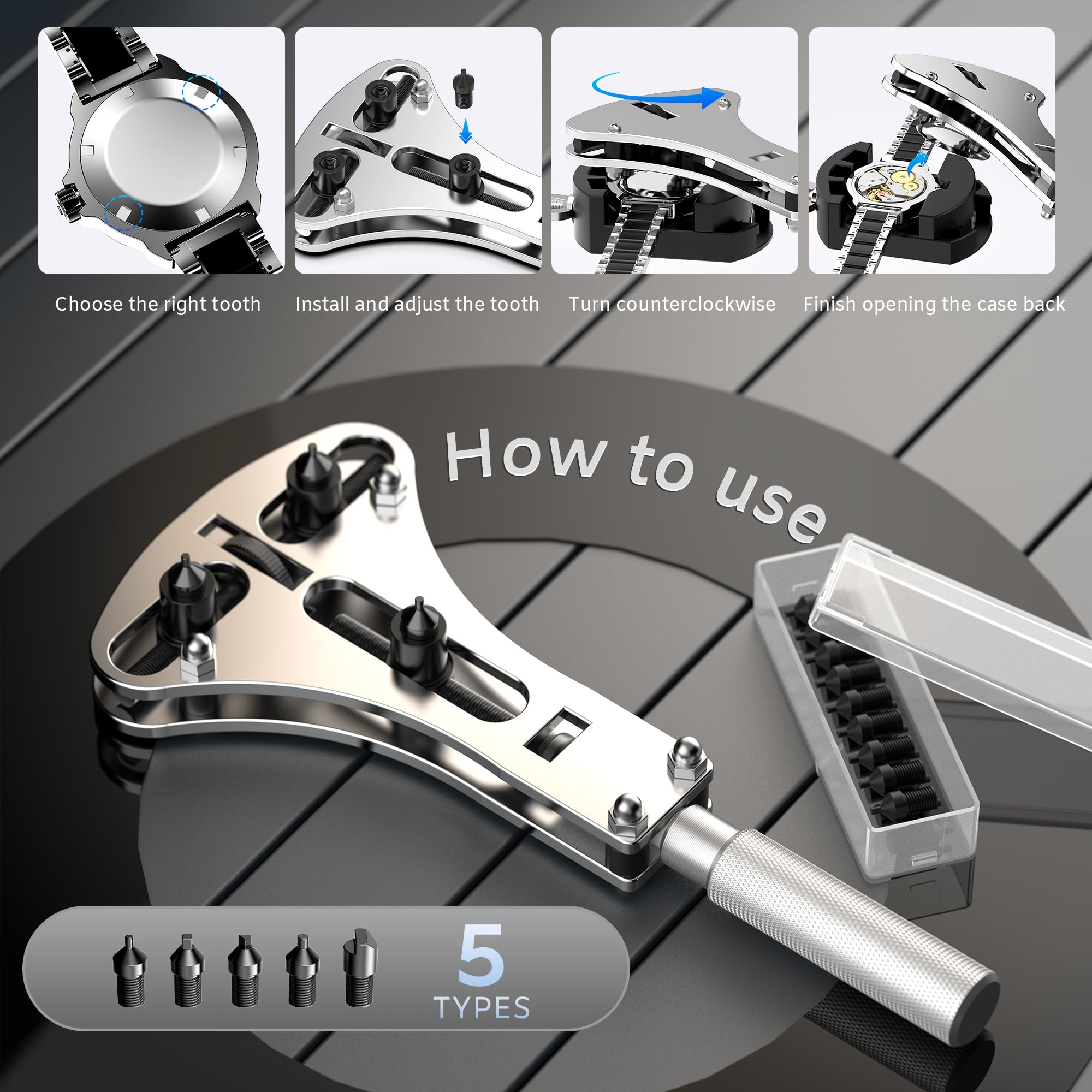 JOREST Watch Repair Tool Kit, Battery Replacement, Strap Adjustment, Bracelet Pin Removal, Band Link Remover, Resizing Tool, Wrench Opening Cover, Case Back Opener, Screwdriver, Spring Bar 🍁 All In One Marketplace Canada