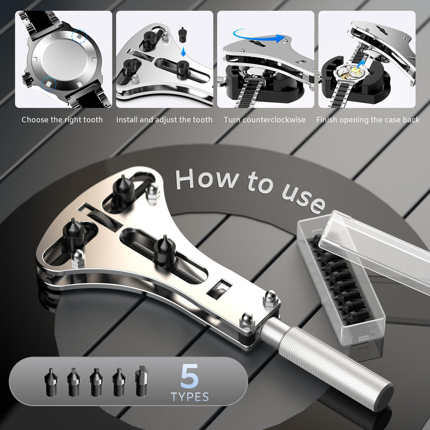 JOREST Watch Repair Tool Kit, Battery Replacement, Strap Adjustment, Bracelet Pin Removal, Band Link Remover, Resizing Tool, Wrench Opening Cover, Case Back Opener, Screwdriver, Spring Bar 🍁 All In One Marketplace Canada