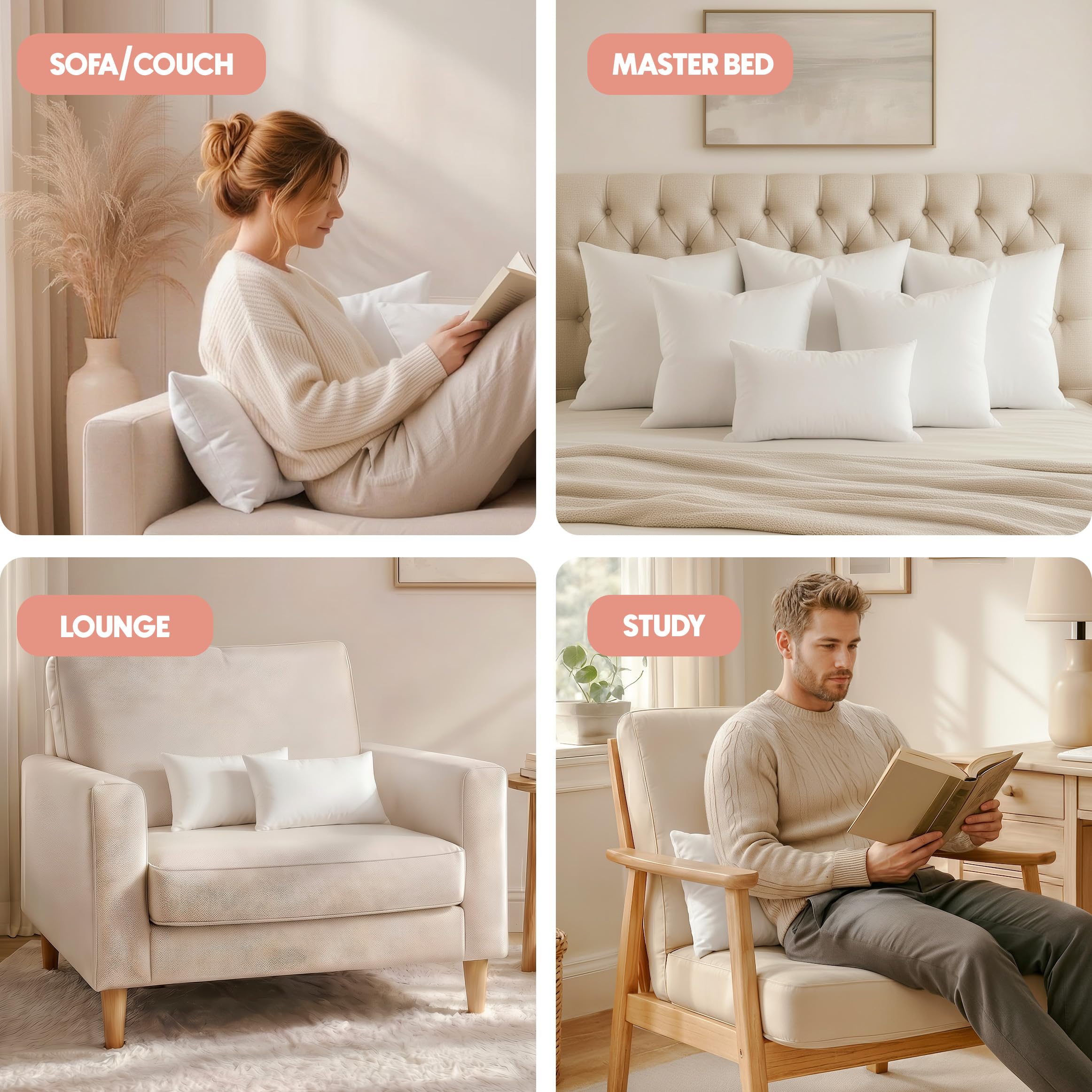 Utopia Bedding Throw Pillows Insert (Pack of 2, White) - 12 x 20 Inches Bed and Couch Pillows - Indoor Decorative Pillow 🍁 All In One Marketplace Canada