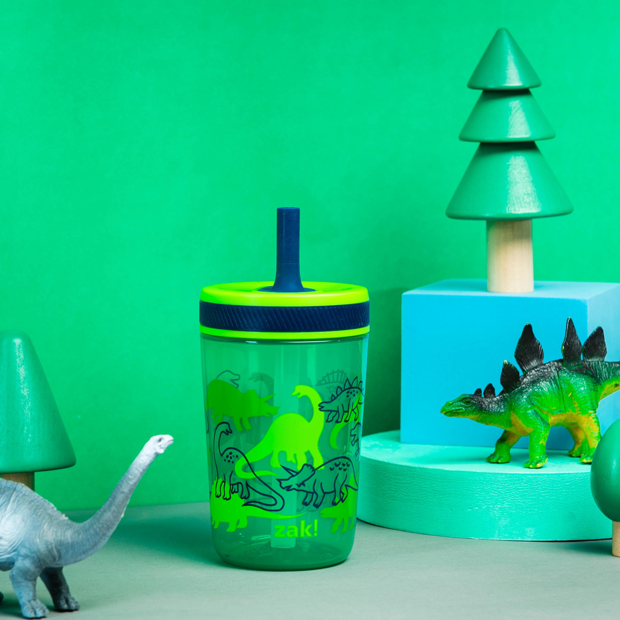 Zak Designs Kelso 15 oz Tumbler Set, (Dino Camo) Non-BPA Leak-Proof Screw-On Lid with Straw Made of Durable Plastic and Silicone, Perfect Toddler Cup Bundle for Kids (2pc Set) 🍁 All In One Marketplace Canada