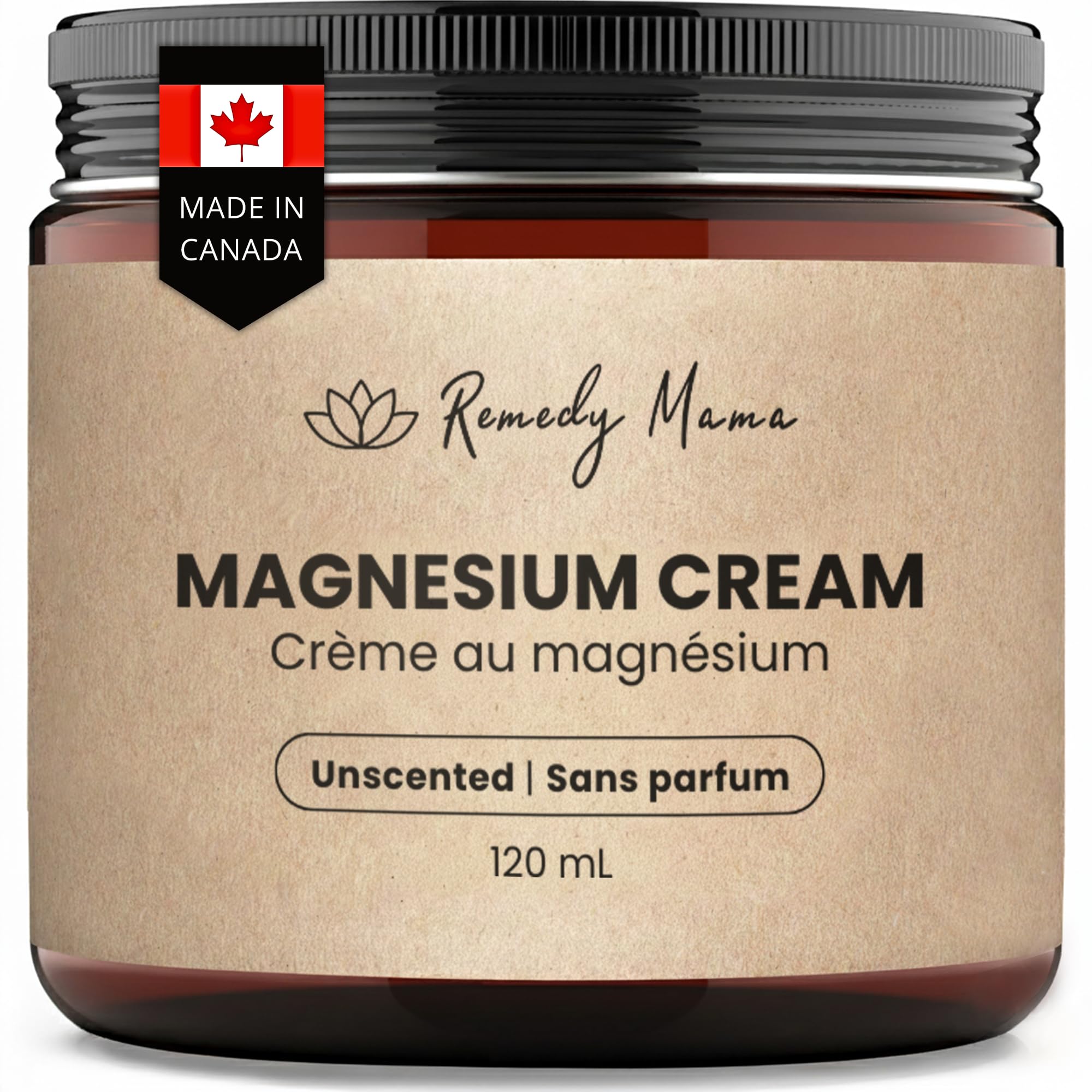 Remedy Mama Unscented Magnesium Cream for Daily Comfort – with Hemp Seed Oil, Jojoba Oil, Mango & Shea Butter – Magnesium Oil Spray Alternative – Natural, Gentle & Skin-Friendly – 4oz Glass Jar – Made in Canada 🍁 All In One Marketplace Canada