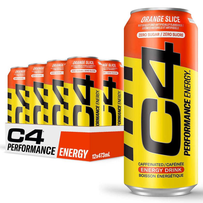 Cellucor C4 Performance Energy Drink, Orange Slice, Carbonated Sugar Free Drink with no Artificial Colours or Dyes, 473mL, 12 count 🍁 All In One Marketplace Canada