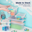 IRIS USA 11.4 L (12 US Qt) Large Deep Clip Box, 4 Pack, Clear Plastic Storage Container Bins with Latching Lids, Organizer for Home, Office and Classroom, Stackable Nestable, Seafoam Blue Buckles 🍁 All In One Marketplace Canada
