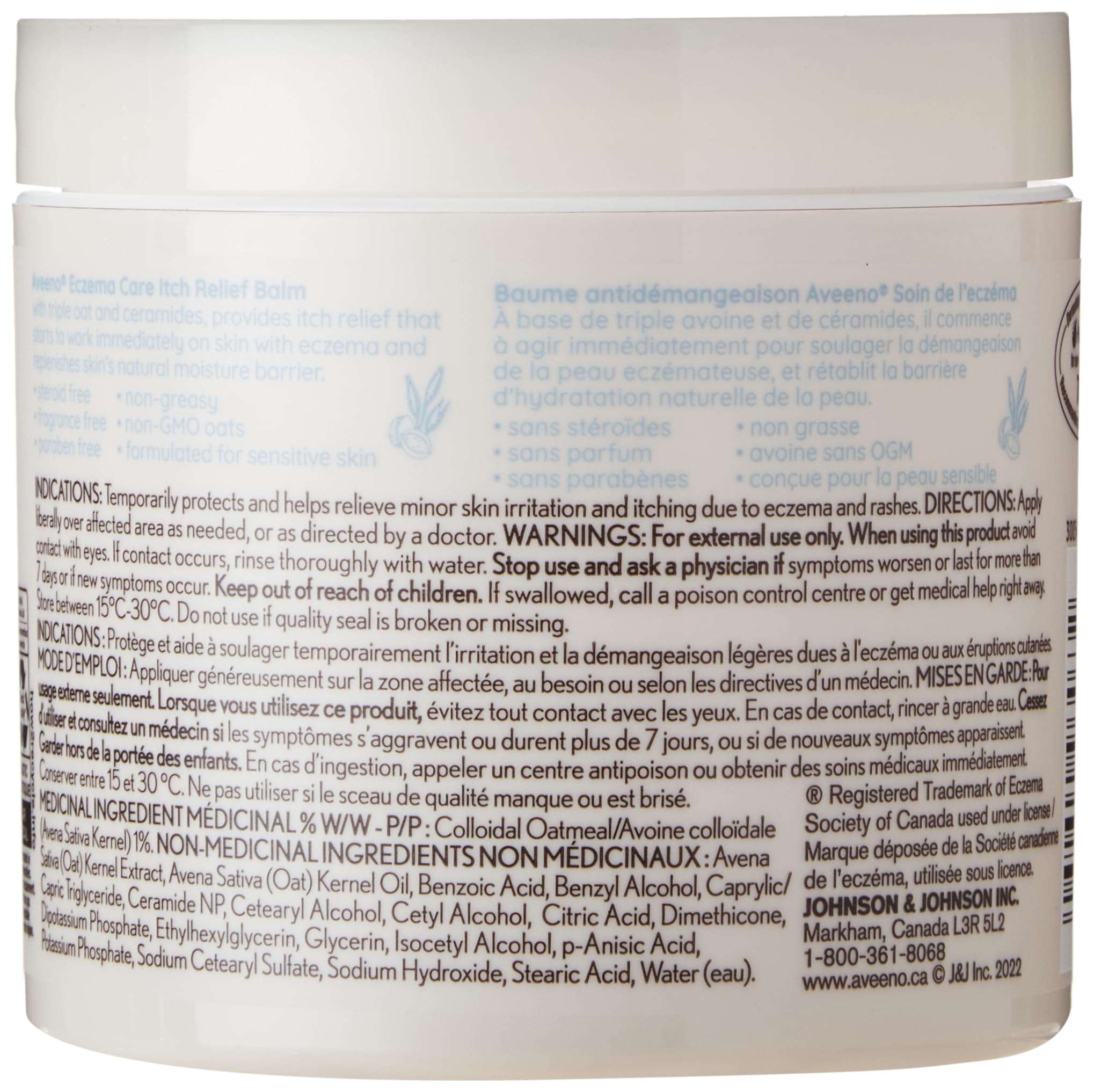Aveeno Eczema Care Itch Relief Balm, Colloidal Oatmeal Eczema Cream for Instant Itchy Skin Relief, Intense Moisturizing Balm for Sensitive, Eczema-Prone Skin, Steroid- & Fragrance-Free, 311g 🍁 All In One Marketplace Canada