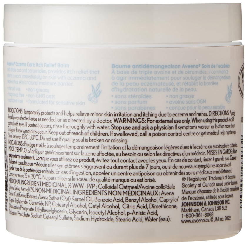 Aveeno Eczema Care Itch Relief Balm, Colloidal Oatmeal Eczema Cream for Instant Itchy Skin Relief, Intense Moisturizing Balm for Sensitive, Eczema-Prone Skin, Steroid- & Fragrance-Free, 311g 🍁 All In One Marketplace Canada