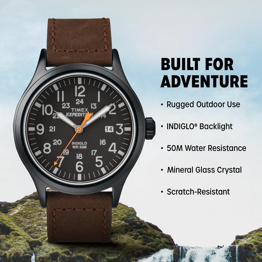 Timex Men's TW4B12500 Expedition Scout 40mm Brown/Black Leather Strap Watch 🍁 All In One Marketplace Canada