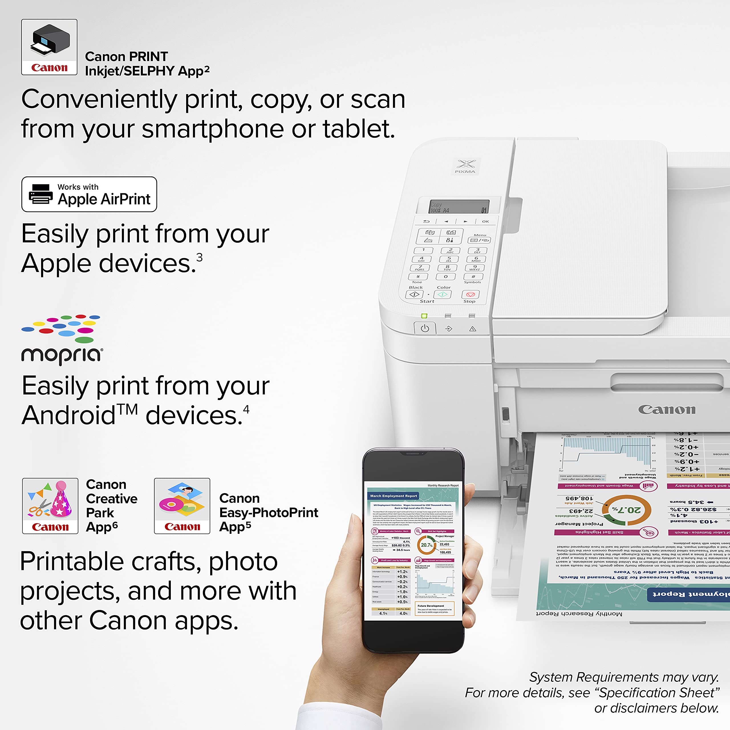 Canon PIXMA TR4720 All-in-One Wireless Printer Home use, with Auto Document Feeder, Mobile Printing and Built-in Fax, White 🍁 All In One Marketplace Canada