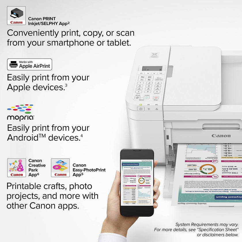 Canon PIXMA TR4720 All-in-One Wireless Printer Home use, with Auto Document Feeder, Mobile Printing and Built-in Fax, White 🍁 All In One Marketplace Canada
