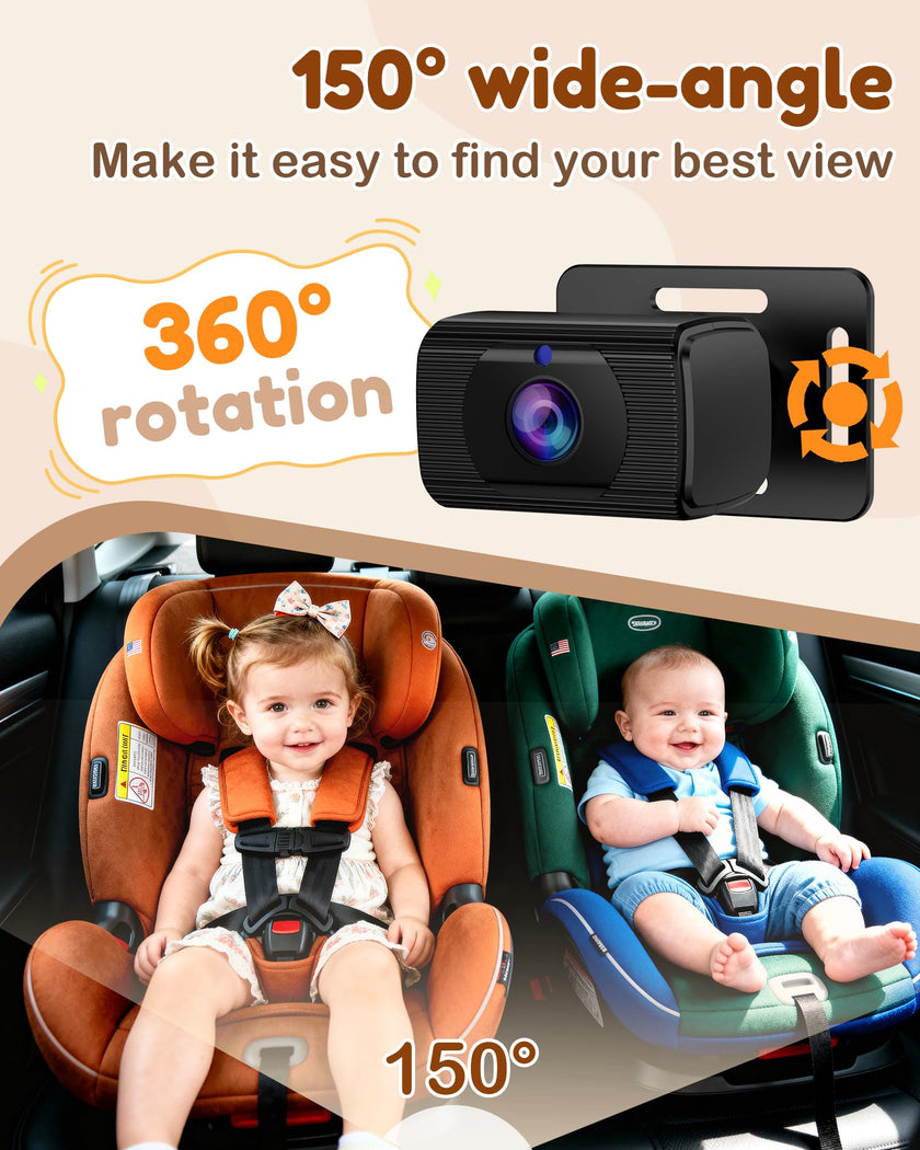 Rohent Baby Car Camera HD 1080P - Rear-Facing Infant Monitor with Night Vision Car Camera for Baby 150° Wide-Angle Lens Anti-Glare Screen Easy Install 360° Adjustable Display 🍁 All In One Marketplace Canada