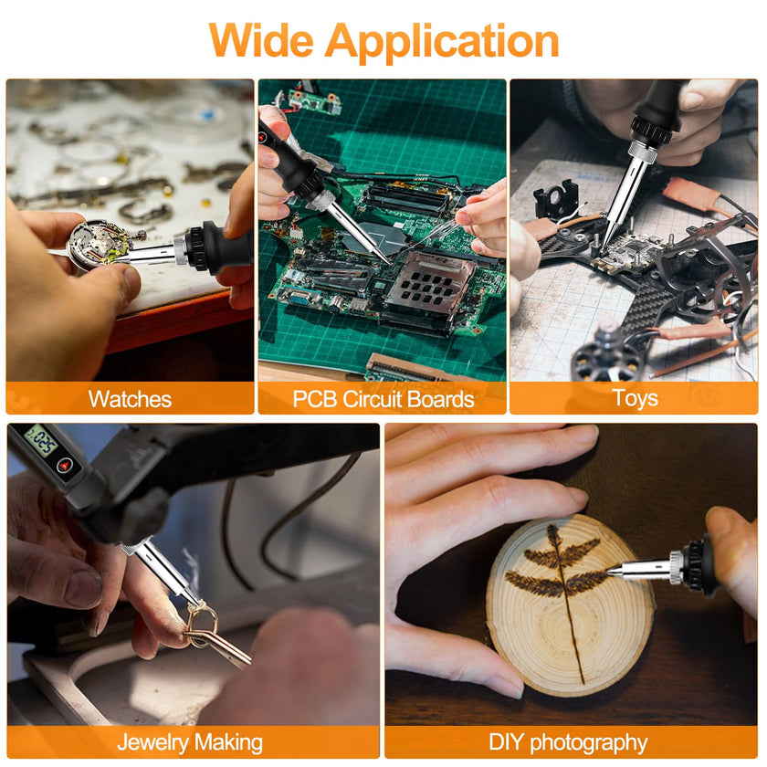 Soldering Iron Kit 80W LCD Adjustable Temperature 180-520℃ Solder Kit Electronics 12 in 1 Welding Tools with ON/Off Switch, Solder Wire, 5 Soldering Tips, Desoldering Pump, Stand, Tweezers 🍁 All In One Marketplace Canada