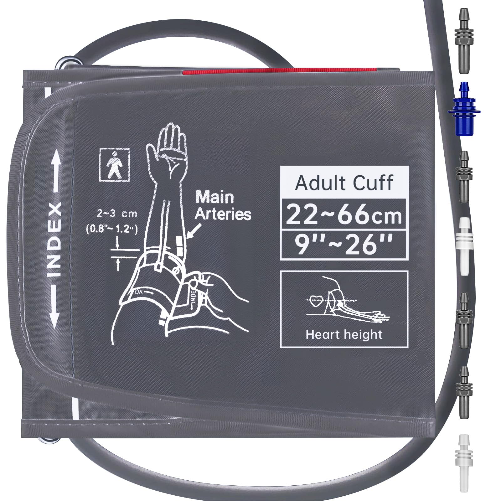 Alcarefam Extra Large Blood Pressure Cuff, 22-66cm XXL Cuff for Big Arms, Replacement Adult Cuff Compatible with Omron BP Monitors, 7 Connectors 🍁 All In One Marketplace Canada
