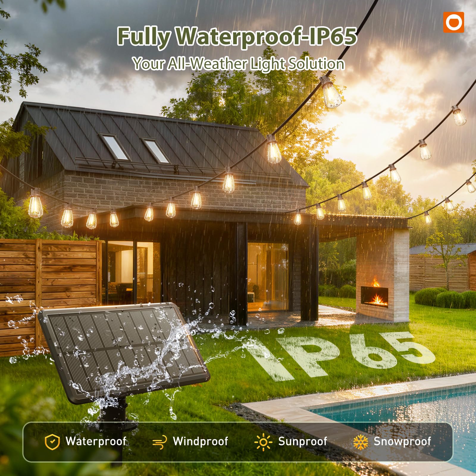 addlon 42FT(36+6) Solar Lights Outdoor Waterproof, String Lights Outdoor Solar power with Remote & USB Port 12+1 LED Shatterproof Bulbs 3 Light Modes,Dimmable &Timable Solar Light for Camping Backyard 🍁 All In One Marketplace Canada