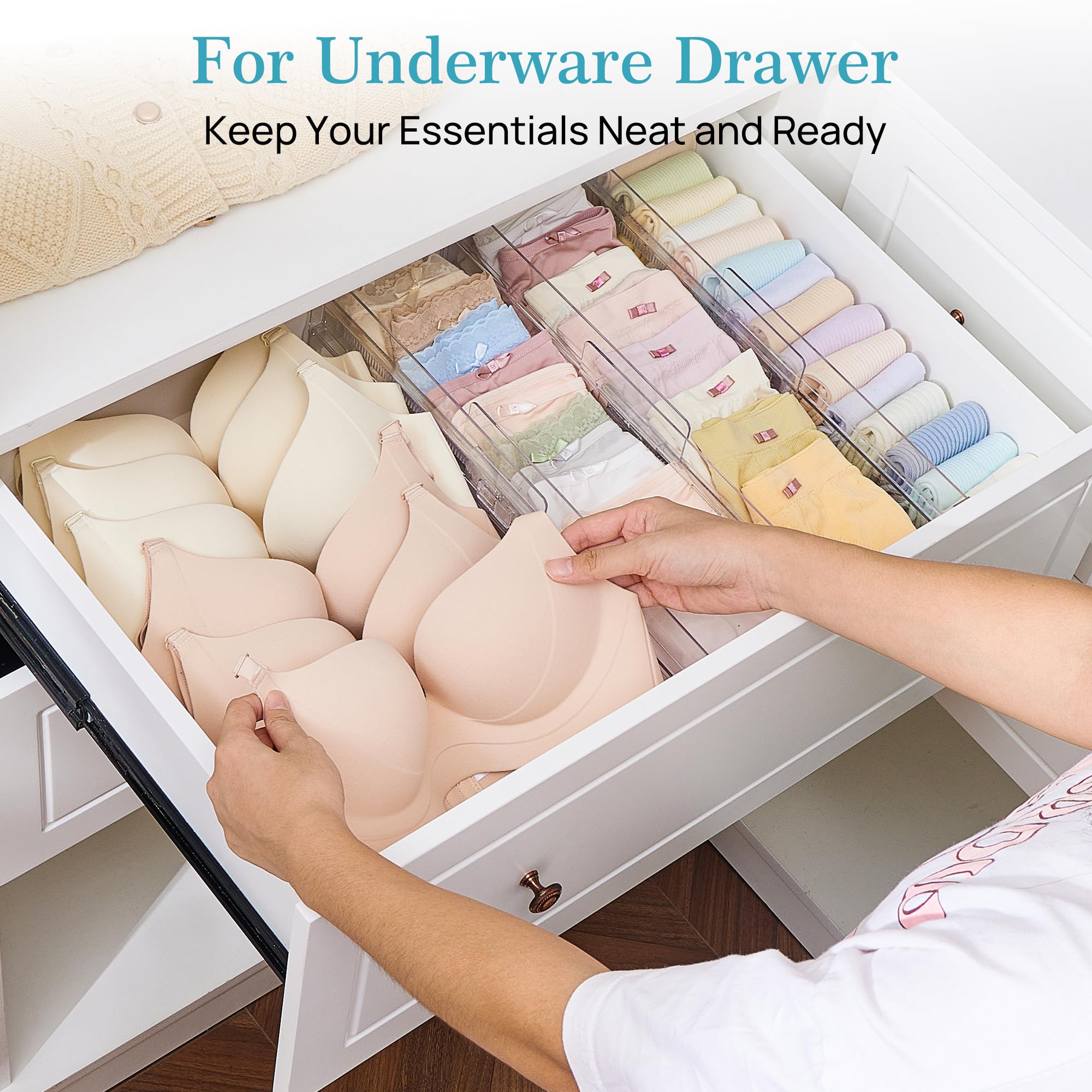 Vtopmart 8 Pack Drawer Dividers for Clothes, Adjustable 4