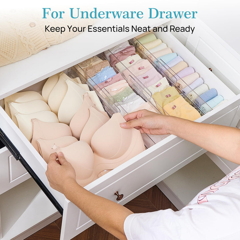 Vtopmart 8 Pack Drawer Dividers for Clothes, Adjustable 4