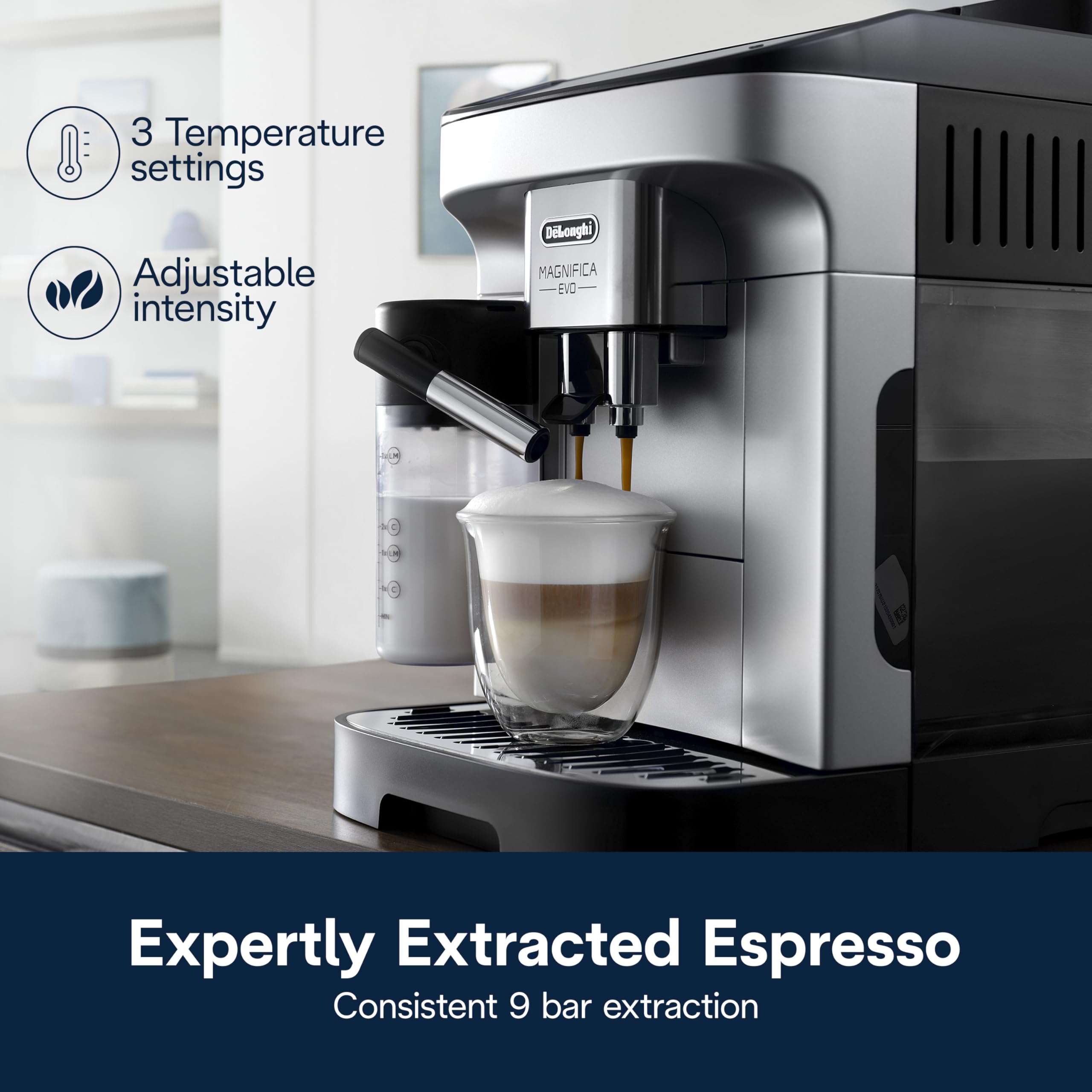 De'Longhi Magnifica Evo Automatic Espresso & Coffee Machine with Auto Milk Frother, Built-in Grinder & Auto-Clean Function - For Latte, Cappuccino, Americano, Iced Coffee, ECAM29084SB, Silver 🍁 All In One Marketplace Canada