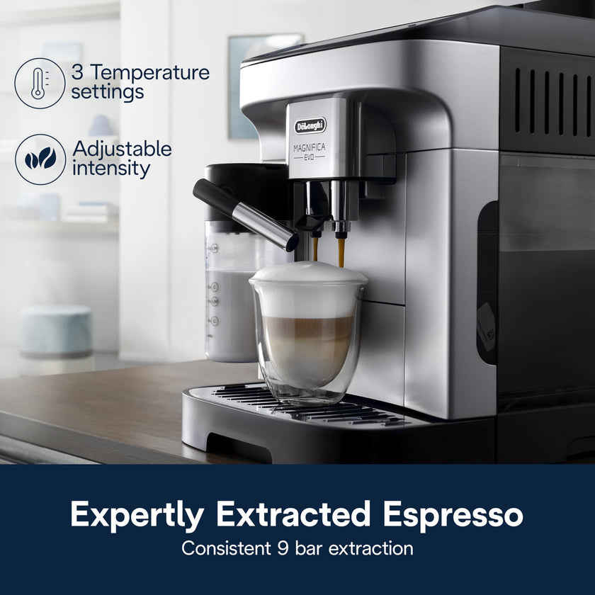 De'Longhi Magnifica Evo Automatic Espresso & Coffee Machine with Auto Milk Frother, Built-in Grinder & Auto-Clean Function - For Latte, Cappuccino, Americano, Iced Coffee, ECAM29084SB, Silver 🍁 All In One Marketplace Canada