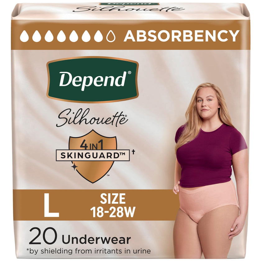Depend Silhouette Incontinence Underwear for Women, Large, Pink, 20 Count 🍁 All In One Marketplace Canada